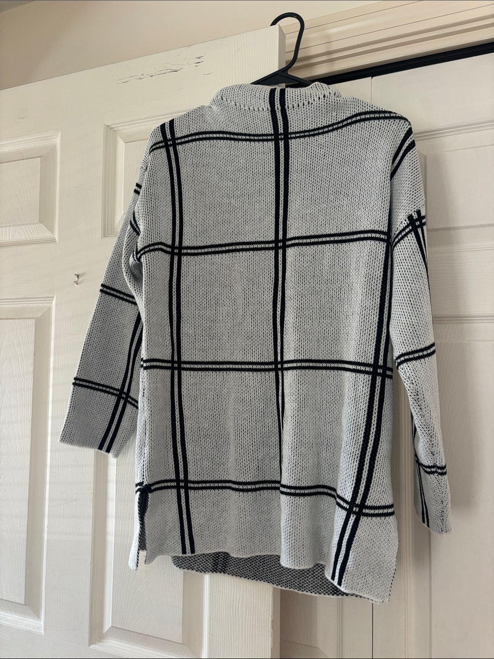 SHEIN Gray and Black Windowpane Cardigan